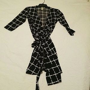Black and white wrap dress